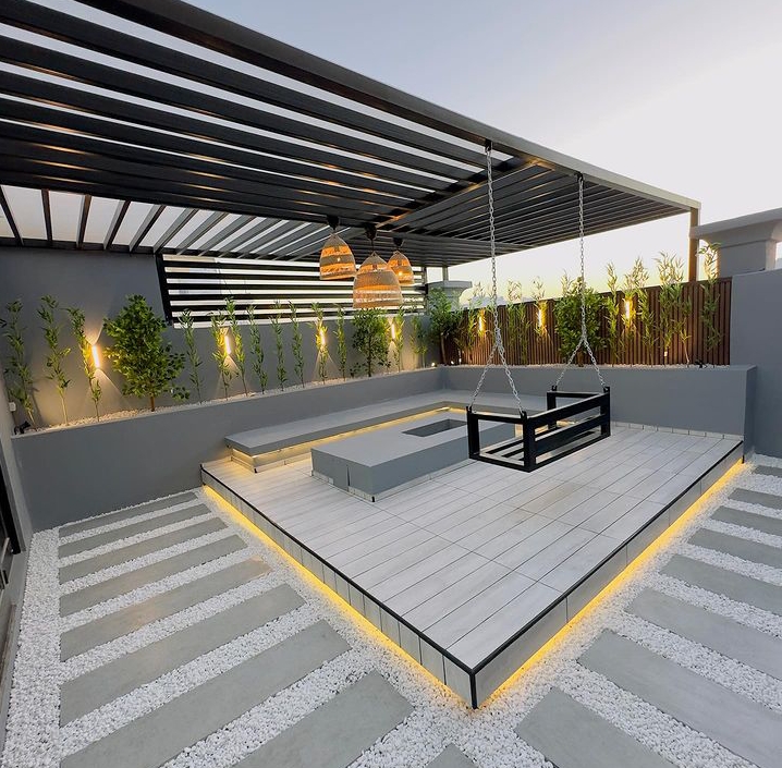 تصميم حديقة في سطح المنزل بالدمام